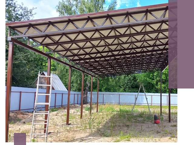 Односкатные навесы под ключ в Устях-Куте — изготовление и монтаж