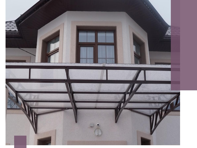 Козырьки из поликарбоната под ключ в Устях-Куте