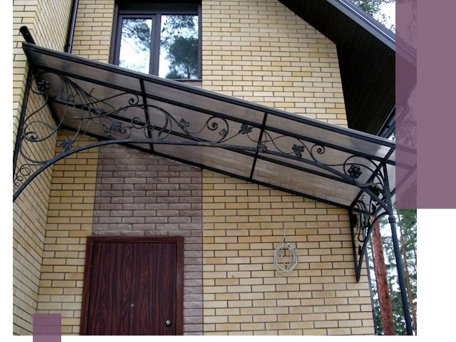 Односкатные козырьки из металла под ключ в Устях-Куте