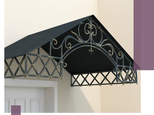 Двускатные металлические козырьки под ключ в Устях-Куте